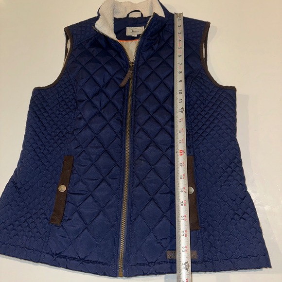 G.H.‎ Bass & Co. Quilted Vest Sherpa Lined Pockets Full Zip Navy Blue M - Picture 12 of 13